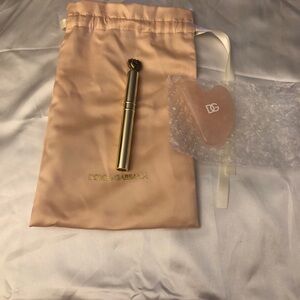Dolce & Gabbana 3PC Set Everlink Black Liquid Eyeliner, Pink Gua Sha & Pouch NEW